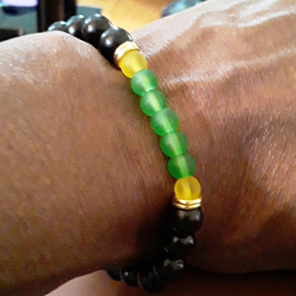 Men's Jamaican Flag Ebony Bracelet.🇯🇲 - Picture 2 of 3